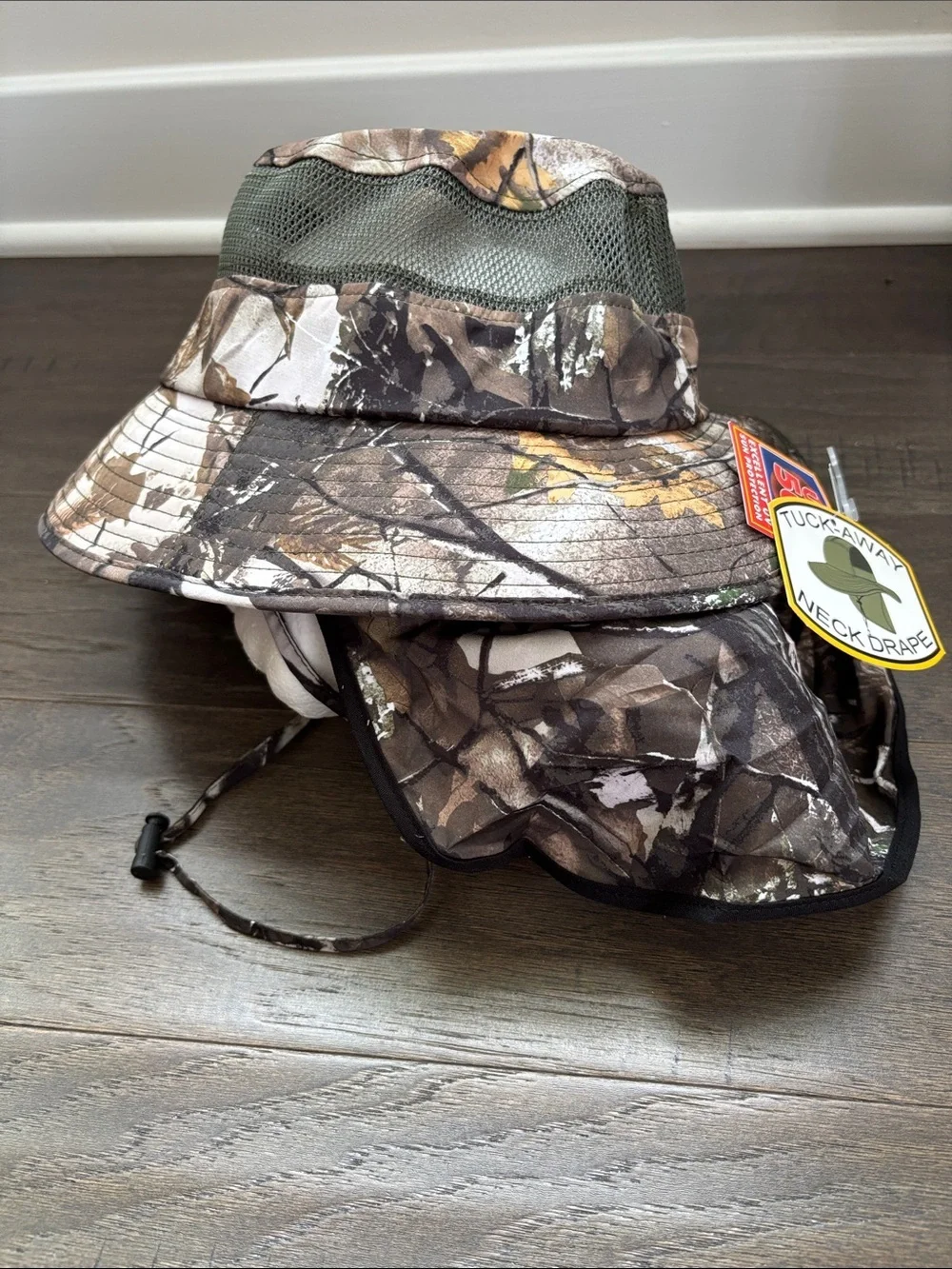 Madd Hatter Neck Drape,Wide Brim,Camo Boonie Hat,UV protection,chin strap,vented